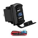 4.2A USB Rocker Switch Dual USB Charger Socket with Waterproof Cover Blue Led