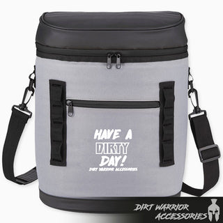 20 Can Adjustable Backpack Cooler in Black/Gray cooler bag with black accents and 'Have a Dirty Day!'
