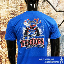 Men's Royal Blue Ancient Warrior T-Shirt. BACK Still Gettin' Dirty