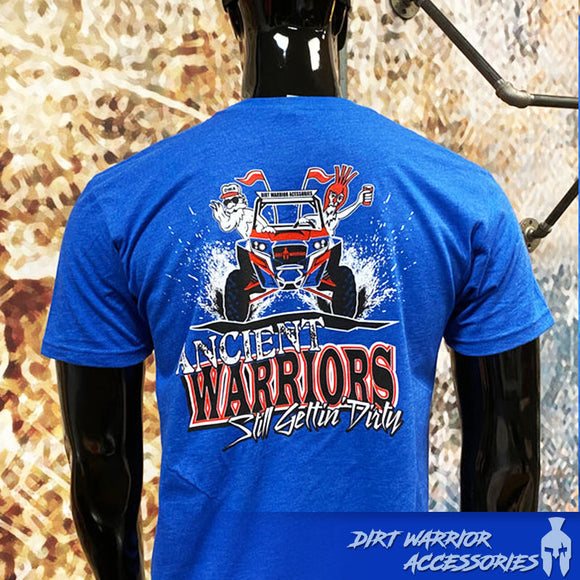 Men's Royal Blue Ancient Warrior T-Shirt. BACK Still Gettin' Dirty