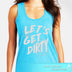 BLUE tank top with 'Let's Get Dirty' text on a plain background District Women's Tri-Blend Racerback Tank Dirt Warrior Accessories