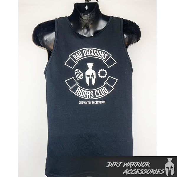 Black tank top with Bad Decisions Riders Club Tank Top - 
Dirt Warrior Accessories