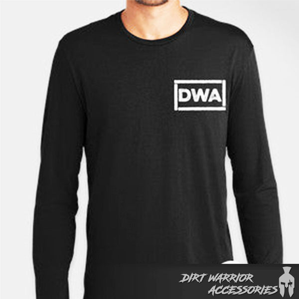 Black long-sleeve shirt with 'DWA' logo 
