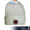GRAY Beanie with Dirt Warrior Accessories Logo Embroidered Patch