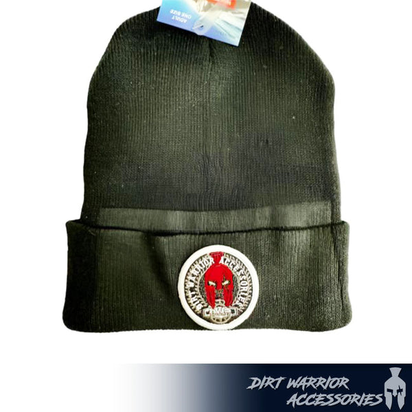 GREEN Beanie with Dirt Warrior Accessories Logo Embroidered Patch