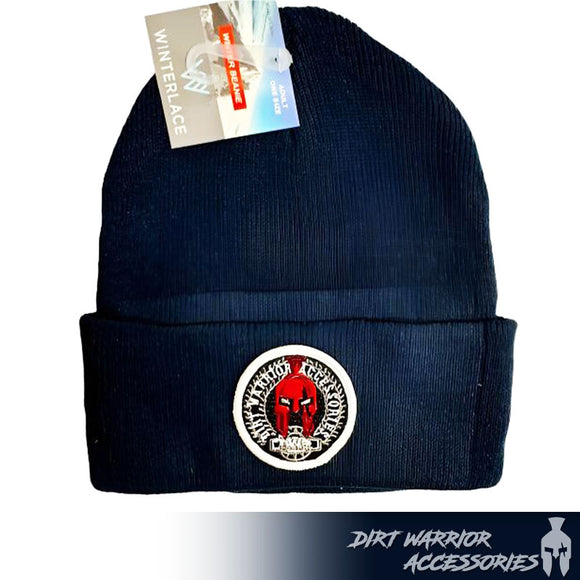 Navy Beanie with Dirt Warrior Accessories Logo Embroidered Patch