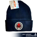 Navy Beanie with Dirt Warrior Accessories Logo Embroidered Patch