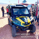 CANAM COMMANDER FRONT WINDSHIELD 2010-2020 'Dirt Warrior Accessories' branding at an outdoor event.