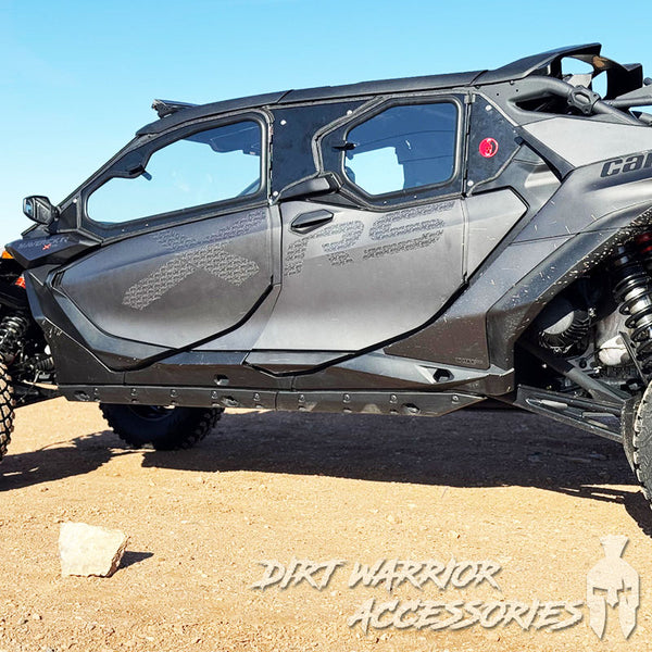 CANAM MAV R 4-SEAT Cab Enclosure THE VAULT Upper Side Doors & Panels 'Dirt Warrior Accessories' branding surface.