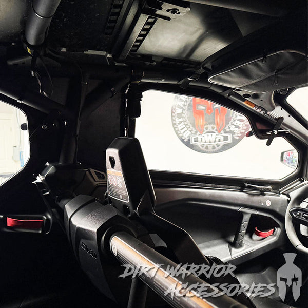 Close-up of CANAM MAV R 4-SEAT Cab Enclosure THE VAULT Upper Side Doors & Panels with 'Dirt Warrior Accessories'