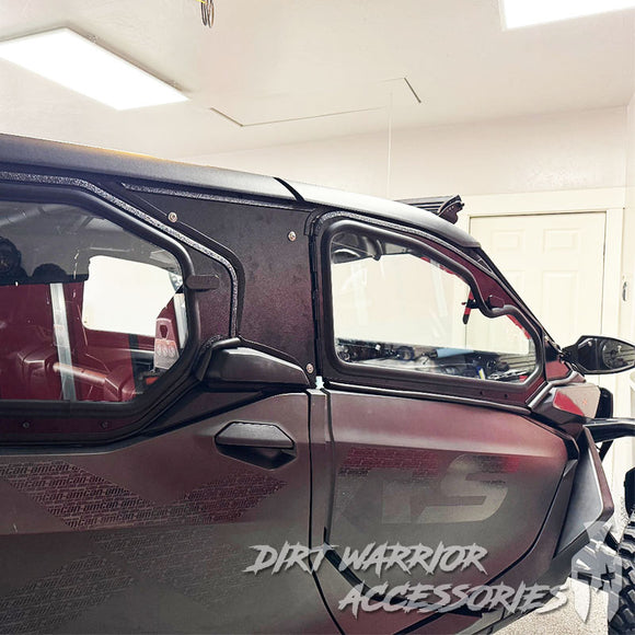 CANAM MAV R 4-SEAT Cab Enclosure THE VAULT Upper Side Doors & Panels 'Dirt Warrior Accessories' branding.
