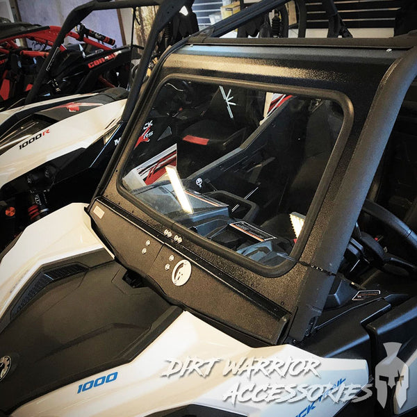 CANAM MAVERICK SPORT/TRAIL FRONT WINDSHIELD 2018+ 'Dirt Warrior Accessories' branding.