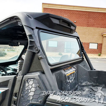 CANAM MAVERICK SPORTTRAIL REAR WINDSHIELD 2018+ 2-SEAT 'Dirt Warrior Accessories' branding.