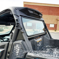 CANAM MAVERICK SPORTTRAIL REAR WINDSHIELD 2018+ 2-SEAT 'Dirt Warrior Accessories' branding.
