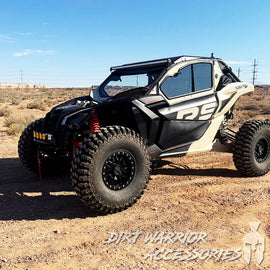 CAN-AM X3 2-SEAT Cab Enclosure THE VAULT Upper Side Doors & Panels (Patent Pending) 'Dirt Warrior Accessories' branding.