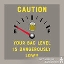 CAUTION - YOUR BAC LEVEL IS DANGEROUSLY LOW!! Gray and blue long-sleeve shirt with 