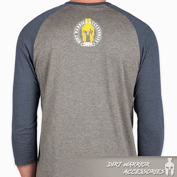 CAUTION - YOUR BAC LEVEL IS DANGEROUSLY LOW!! Gray and blue long-sleeve shirt with 