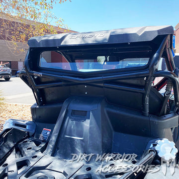CF MOTO Z FORCE 950 H.O. REAR WINDSHIELD 2021+ 'Dirt Warrior Accessories' branding.