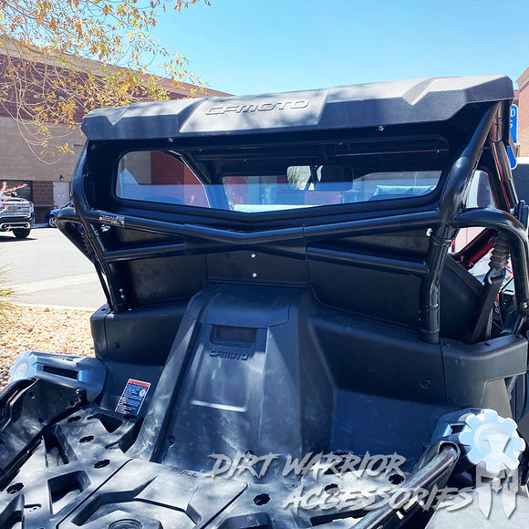 CF MOTO Z FORCE 950 H.O. REAR WINDSHIELD 2021+ 'Dirt Warrior Accessories' branding.