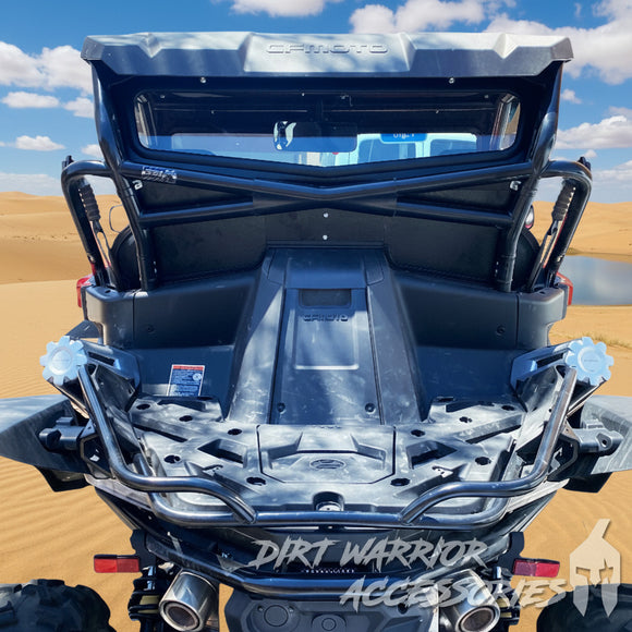 CF MOTO Z FORCE 950 H.O. REAR WINDSHIELD 2021+ 'Dirt Warrior Accessories' branding.