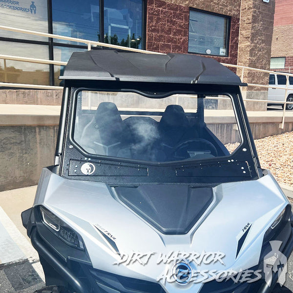 CF MOTO Z FORCE 950 SPORT FRONT WINDSHIELD 2023+ 'Dirt Warrior Accessories' branding.