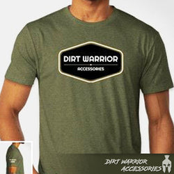 Next Level Tri-Blend Short Sleeve T-shirt w/ Dirt Warrior Accessories logo on front.

St. George, UT on the right sleeve.

COLOR:  Military Green