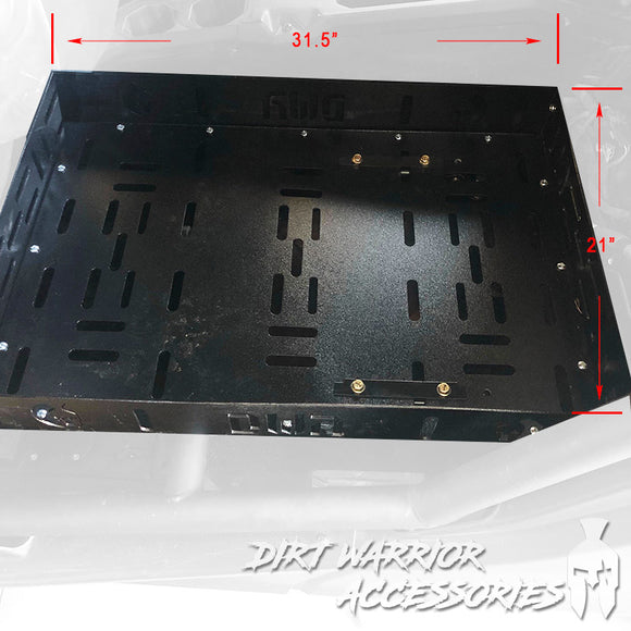 DWA Can-Am Cargo Rack Dimension lines indicating 31.5 inches by 21 inches. 