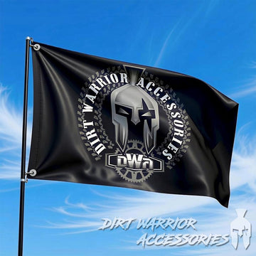 Black 'Dirt Warrior Accessories' logo whip flag 