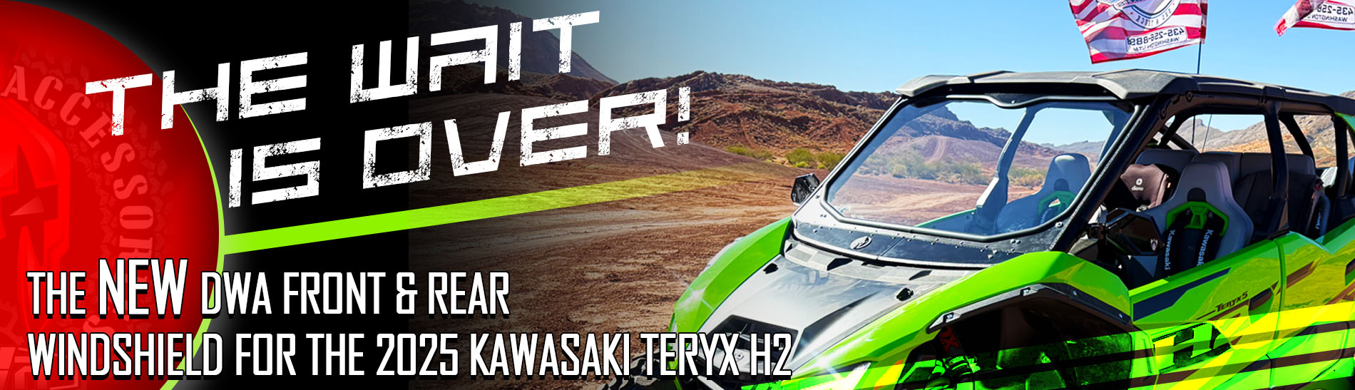 KAWASAKI TERYX H2 FRONT & Rear Windshield Now Available - Shop Now! Banner Desktop Image