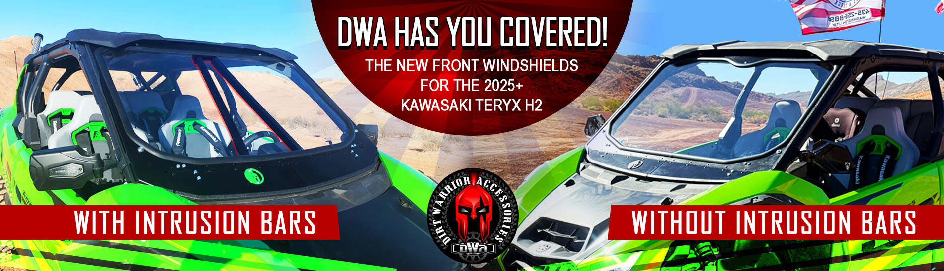 Kawasaki Teryx H2 Front Windshields Intrusion Bars 