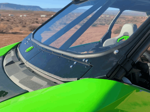 KAWASAKI TERYX H2 FRONT WINDSHIELD WITH INTRUSION BARS 2025+ VENT OPERATION