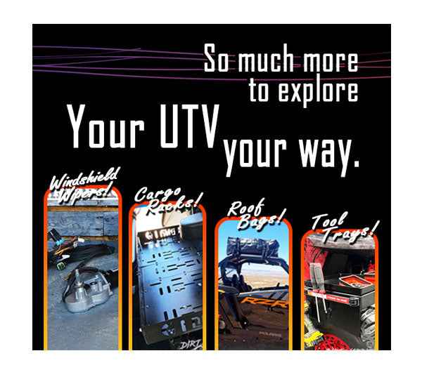 DIRT WARRIOR ACCESSORIES - Windshield wipers, cargo racks, roof bags, tool trays