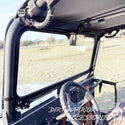 Close-up of MAHINDRA ROXOR FRONT WINDSHIELD 2018+ interior 'Dirt Warrior Accessories' 