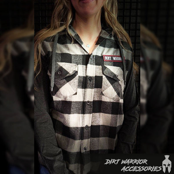 Men's Flannel Hoodie-Loose Fit-Plaid-Long Sleeve with DWA PATCH