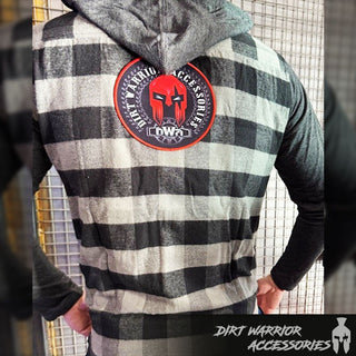 Men's Flannel Hoodie-Loose Fit-Plaid-Long Sleeve with DWA PATCH