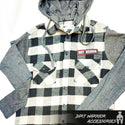 Men's Flannel Hoodie-Loose Fit-Plaid-Long Sleeve with DWA PATCH
