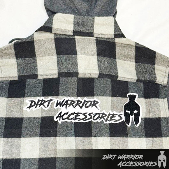 Men's Flannel Hoodie-Loose Fit-Plaid-Long Sleeve with DWA PATCH