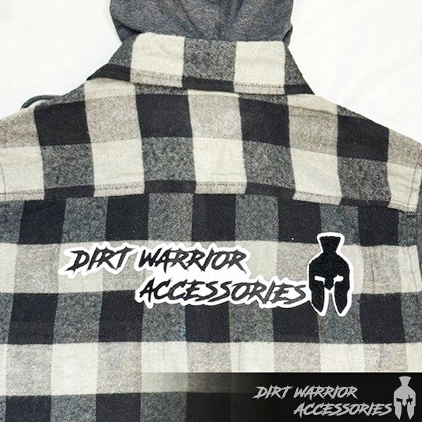 Men's Flannel Hoodie-Loose Fit-Plaid-Long Sleeve with DWA PATCH