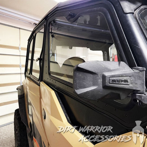 Side view of POLARIS GENERAL 4-SEAT Cab Enclosure "THE VAULT" 2016+ Upper Side Doors & Panels (Patent Pending) Dirt Warrior Accessories
