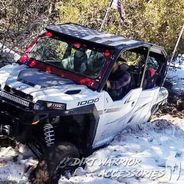 POLARIS GENERAL FRONT WINDSHIELD 2016+ 'Dirt Warrior Accessories' branding.