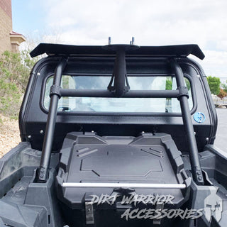 POLARIS RZR 1000XPTURBO REAR WINDSHIELD 2019-23 With or Without Harnesses 'Dirt Warrior Accessories' branding.