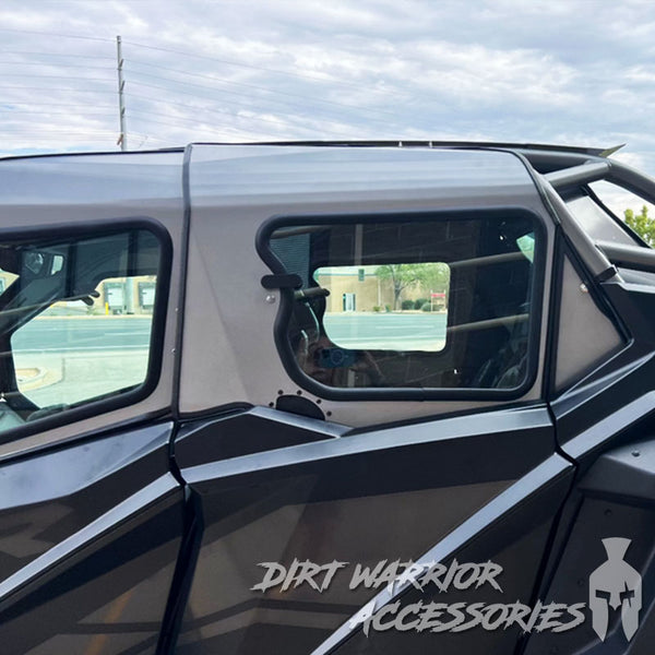 Side view of POLARIS RZR PRO R 4-SEAT 2022-24 Cab Enclosure "THE VAULT" Upper Side Doors & Panels (Patent Pending) Dirt Warrior Accessories