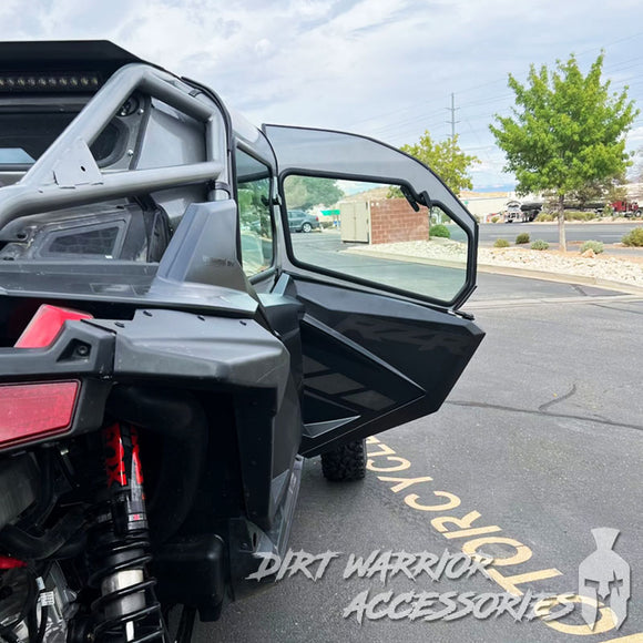Side view of POLARIS RZR PRO R 4-SEAT 2022-24 Cab Enclosure "THE VAULT" Upper Side Doors & Panels (Patent Pending) Dirt Warrior Accessories