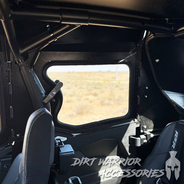 interior of POLARIS RZR PRO R 4-SEAT 2025+ Cab Enclosure "THE VAULT" Upper Side Doors & Panels (Patent Pending) Dirt Warrior Accessories