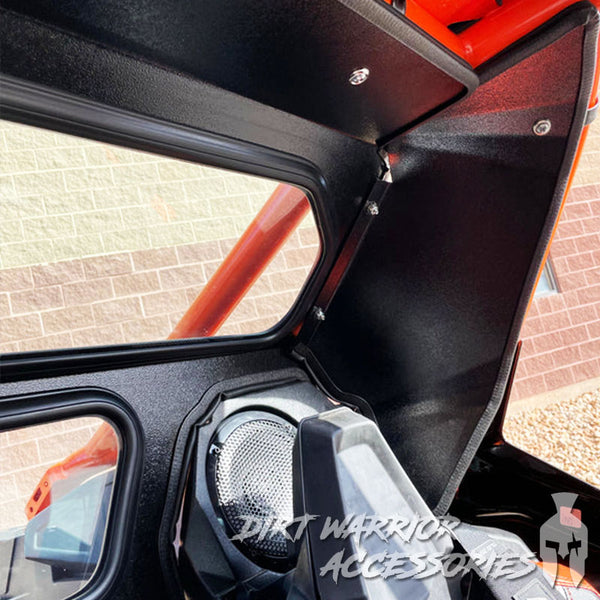Close-up of POLARIS RZR PRO R REAR WINDSHIELD W/ROCKFORD FOSGATE SYSTEM 2022-24 Dirt Warrior Accessories