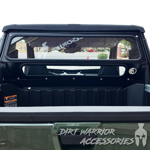 POLARIS XPEDITION XP REAR WINDSHIELD 2024+ 'Dirt Warrior Accessories' branding.