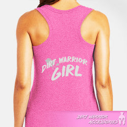 Pink tank top with 'Let's Get Dirty' text on a plain background District Women's Tri-Blend Racerback Tank Dirt Warrior Accessories
