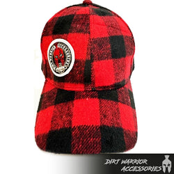 Plaid Woven Baseball Cap with Dirt Warrior Logo Patch