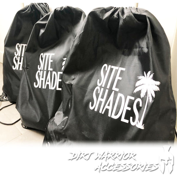 Black bags with 'Site Shades' branding SITE SHADE - BOAT / RV / UTV UTILITY SHADE - Dirt Warrior Accessories