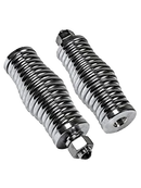 Two metal spring mounts designed for use with Marshin Whips to protect the whips during impacts with trees and branches.